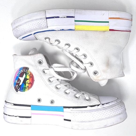 Converse Pride Rainbow Chuck Taylor All Star High Top Lift Platform Sneakers 6.5 - Picture 3 of 10